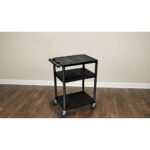 Luxor 3 Shelf Plastic Utility Cart with Flat Shelves, 3 outlets and 15′ cord – 300lb Weight Capacity – Black4