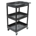 Luxor 3 Shelf Plastic Utility Cart with Spacious Tub Shelves 300lb Weight Capacity Black2