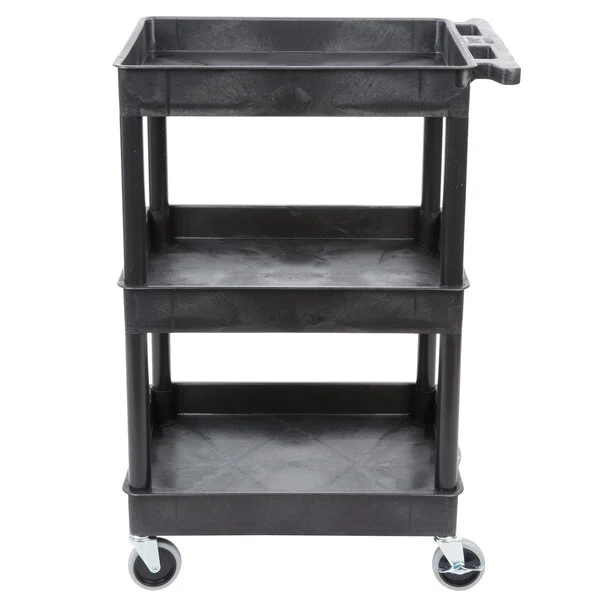 Luxor 3 Shelf Plastic Utility Cart with Spacious Tub Shelves 300lb Weight Capacity Black3
