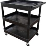 Luxor 3 Shelf Plastic Utility Cart with Spacious Tub Shelves – 300lb Weight Capacity – Black3