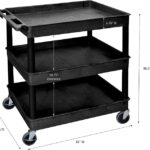 Luxor 3 Shelf Plastic Utility Cart with Spacious Tub Shelves – 400lb Weight Capacity – Black – 32 x 242