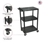 Luxor 3 Shelf Plastic Utility Cart – 300lb Weight Capacity – Black – 24 x 181