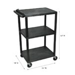 Luxor 3 Shelf Plastic Utility Cart – 300lb Weight Capacity – Black – 24 x 182