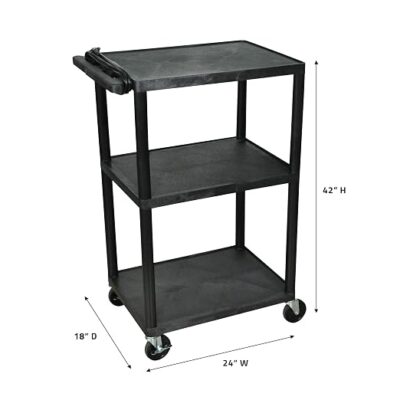Luxor 3 Shelf Plastic Utility Cart – 300lb Weight Capacity – Black – 24 x 182 Luxor 3 Shelf Plastic Utility Cart – 300lb Weight Capacity – Black – 24 x 182