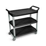 Luxor 42inch 3 Shelf Adjustable Height Steel Utility Cart 300lb Weight Capacity Black 24 x 42