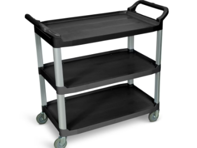 Luxor 42inch 3 Shelf Adjustable Height Steel Utility Cart 300lb Weight Capacity Black 24 x 42
