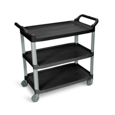 Luxor 42inch 3 Shelf Adjustable Height Steel Utility Cart 300lb Weight Capacity Black 24 x 42