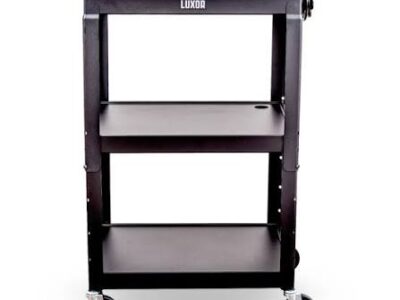 Luxor 42inch 3 Shelf Adjustable Height Steel Utility Cart – 300lb Weight Capacity – Black – 24 x 42