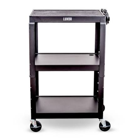 Luxor 42inch 3 Shelf Adjustable Height Steel Utility Cart – 300lb Weight Capacity – Black – 24 x 42