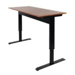 Luxor 56inch Single Column Adjustable Height Stand Up Desk with Crank Handle and Casters – Black with White Stand
