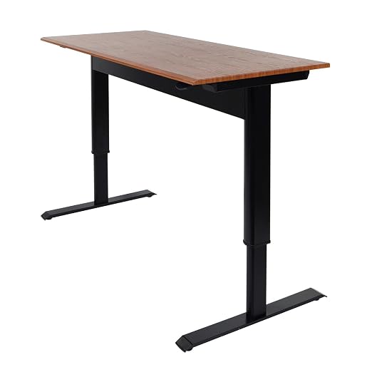 Luxor 56inch Single Column Adjustable Height Stand Up Desk with Crank Handle and Casters – Black with White Stand