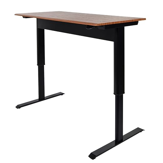 Luxor 56inch Single Column Adjustable Height Stand Up Desk with Crank Handle and Casters – Black with White Stand2