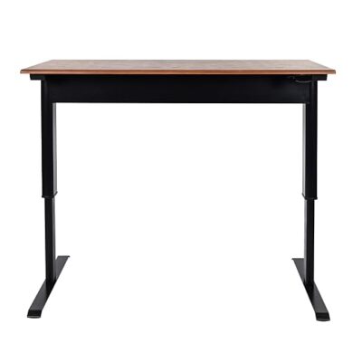 Luxor 56inch Single Column Adjustable Height Stand Up Desk with Crank Handle and Casters – Black with White Stand3 Luxor 56inch Single Column Adjustable Height Stand Up Desk with Crank Handle and Casters – Black with White Stand3