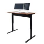 Luxor 56inch Single Column Adjustable Height Stand Up Desk with Crank Handle and Casters – Black with White Stand6