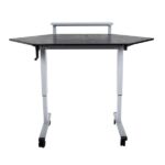 Luxor Adjustable Height Corner Desk with Crank Handle, Shelf, and Casters 60 x 45