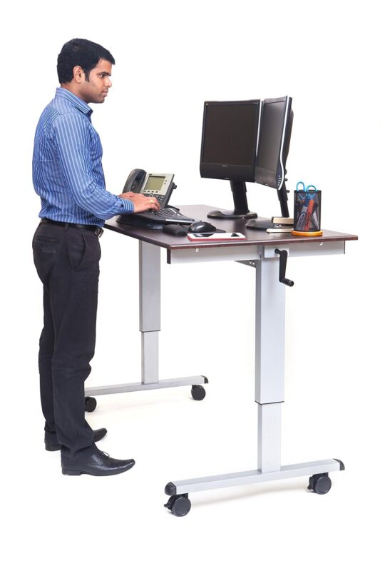 Luxor Adjustable Height Stand Up Desk with Crank Handle – 60 x 425