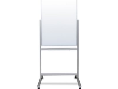 Luxor Double Sided Mobile Magnetic Glass Marker Board with Aluminum Frame and Stand 30 x 40
