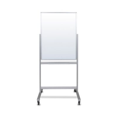 Luxor Double Sided Mobile Magnetic Glass Marker Board with Aluminum Frame and Stand 30 x 40