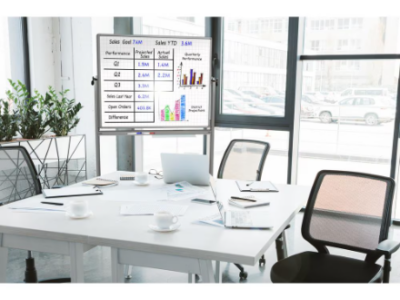 Luxor Mobile Double Sided Magnetic Whiteboard with Ghost Grid, Stand and Marker Tray – 48 x 36
