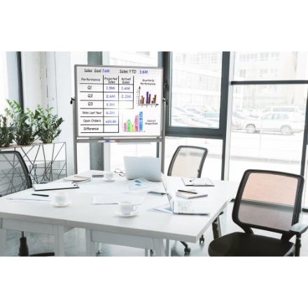 Tableau blanc magnétique double face Luxor Mobile avec grille fantôme, support et plateau pour marqueurs – 48 x 36 Tableau blanc magnétique double face Luxor Mobile avec grille fantôme, support et plateau pour marqueurs – 48 x 36