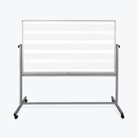 Luxor Mobile Tableau blanc magnétique double face avec lignes de portée musicale, support et plateau pour marqueurs 72 x 40