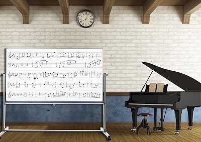 Luxor Mobile Double Sided Magnetic Whiteboard with Music Staff Lines, Stand and Marker Tray – 72 x 40