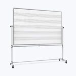 Tableau blanc magnétique double face Luxor Mobile avec portées musicales, support et plateau pour feutres – 72 x 401