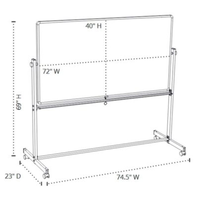 Luxor Mobile Double Sided Magnetic Whiteboard with Stand and Marker Tray 72 x 402