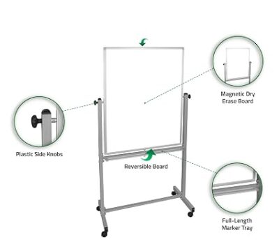 Luxor Mobile Double Sided Magnetic Whiteboard with Stand and Marker Tray – 30 x 401