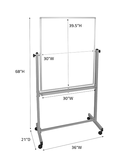 Luxor Mobile Double Sided Magnetic Whiteboard with Stand and Marker Tray – 30 x 402