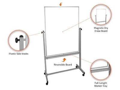 Luxor Mobile Double Sided Magnetic Whiteboard with Stand and Marker Tray – 36 x 481