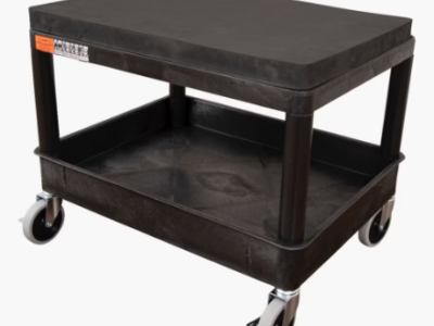 Luxor Mobile Mechanic's Seat with Removable Seat Cushion and Spacious Storage Tub Black 300lb Weight Capacity