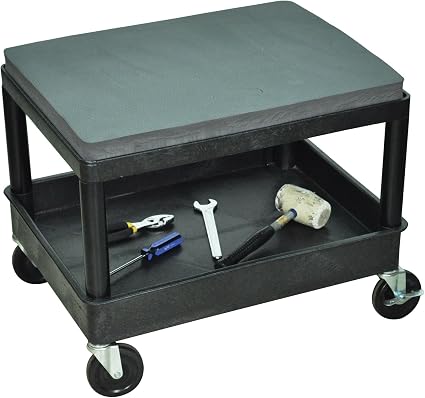 Luxor Mobile Mechanic’s Seat with Removable Seat Cushion and Spacious Storage Tub – Black – 300lb Weight Capacity