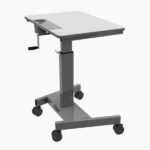 Luxor Single Column Manual Adjustable Height Stand Up Desk with Bag Hook, Cup Holder, and Pencil Rest