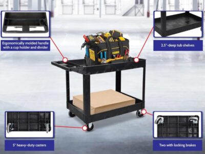 Luxor Two Shelf Heavy Duty Utility cart2 Luxor Two Shelf Heavy Duty Utility cart2