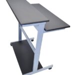 Luxor Two Tier 40inch Adjustable Height Presentation Station with Steel Frame and Casters – Black1