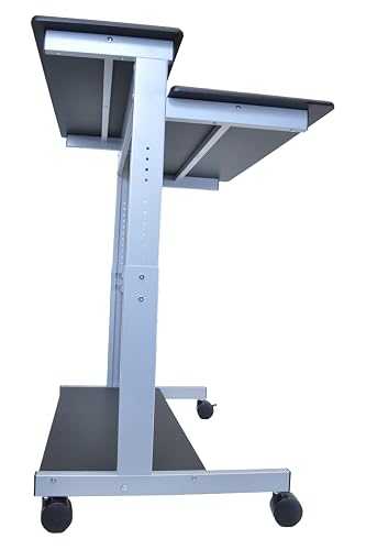 Luxor Two Tier 40inch Adjustable Height Presentation Station with Steel Frame and Casters – Black2 Luxor Two Tier 40inch Adjustable Height Presentation Station with Steel Frame and Casters – Black2