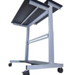 Luxor Two Tier 40inch Adjustable Height Presentation Station with Steel Frame and Casters – Black3