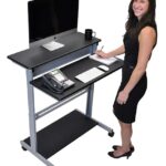 Luxor Two Tier 40inch Adjustable Height Presentation Station with Steel Frame and Casters – Black5