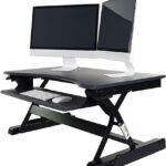 Luxor Kit de conversion en bureau debout à hauteur réglable à deux niveaux avec moteur électrique et commandes à bouton-poussoir