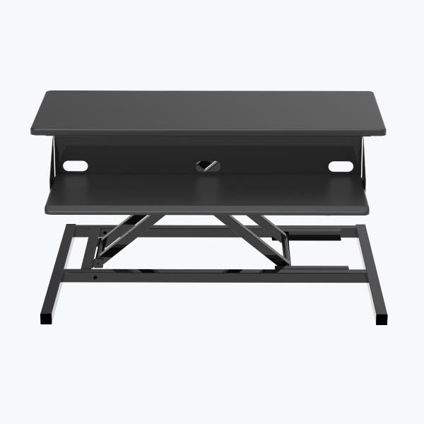 Luxor Two Tier Adjustable Height Standing Desk Conversion Kit with Manual Lift + Compact Workspace Black