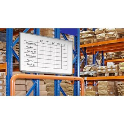 Luxor Wall Mounted Magnetic Ghost Grid Whiteboard with Aluminum Frame and Marker Tray 72 x 40