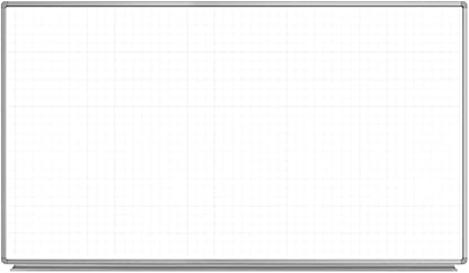 Tableau blanc magnétique Ghost Grid Luxor à fixation murale avec cadre en aluminium et plateau marqueur – 72 x 40