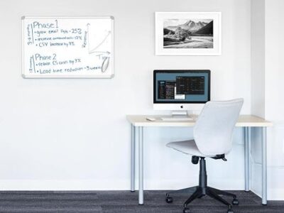 Luxor Wall Mounted Porcelain Whiteboard with Marker Tray – 72 x 40
