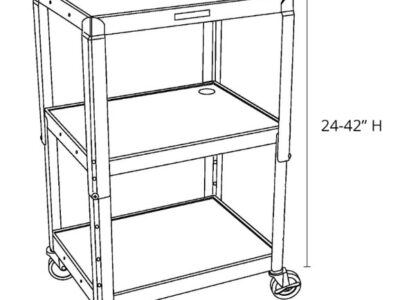 UCMT1 Luxor 42inch 3 Shelf Adjustable Height Steel Utility Cart 300lb Weight Capacity Black 24 x 42