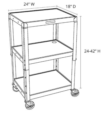 Chariot utilitaire UCMT1 Luxor 42 pouces 3 étagères hauteur réglable en acier capacité de poids 300 lb noir 24 x 42 Chariot utilitaire UCMT1 Luxor 42 pouces 3 étagères hauteur réglable en acier capacité de poids 300 lb noir 24 x 42