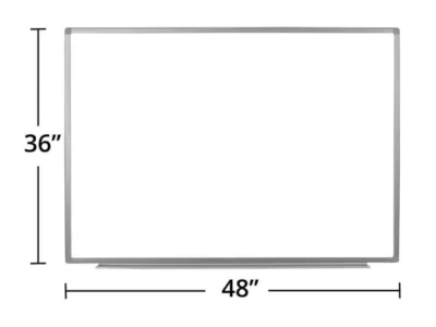 WB4836W Luxor Wall Mounted Magnetic Whiteboard with Aluminum Frame and Marker Tray – 48 x 36