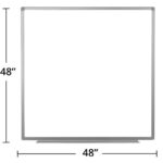 WB4848W Luxor Wall Mounted Magnetic Whiteboard with Aluminum Frame and Marker Tray – 48 x 48