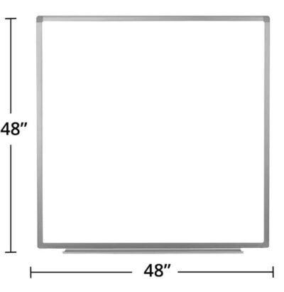 WB4848W Luxor Wall Mounted Magnetic Whiteboard with Aluminum Frame and Marker Tray – 48 x 48