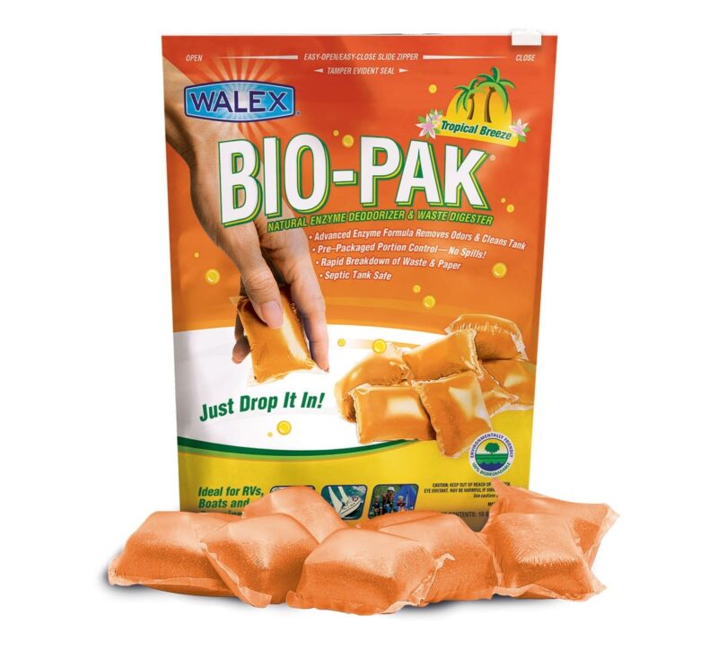 Walex Bio Pak Drop ins for RV and Marine Holding Tank Systems 10 pack Tropical Breeze